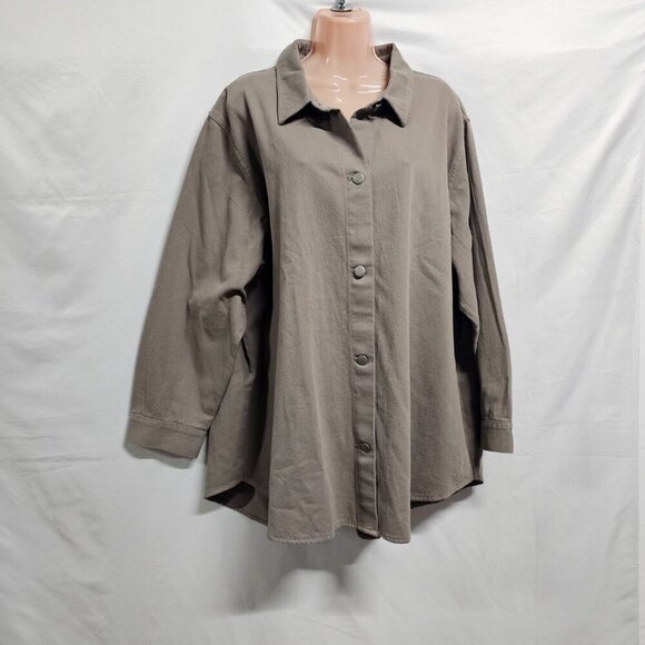 Eileen Fisher Classic Collared Jacket Women Size 2X Brown - Picture 12 of 12